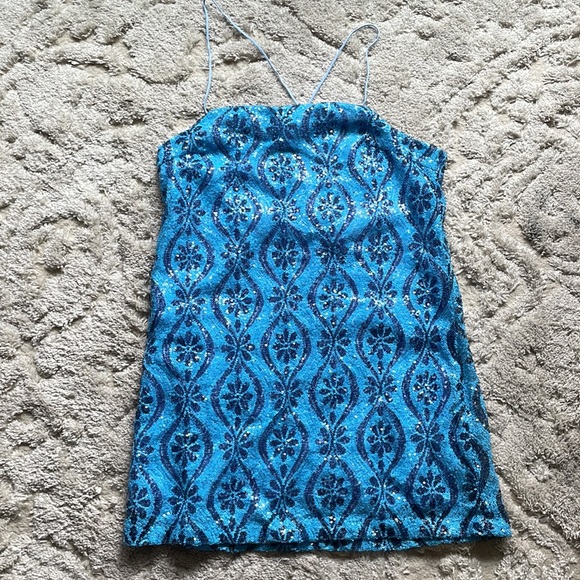 Free People Retro Babe Mini Dress In Blue Sz. M - Picture 4 of 4